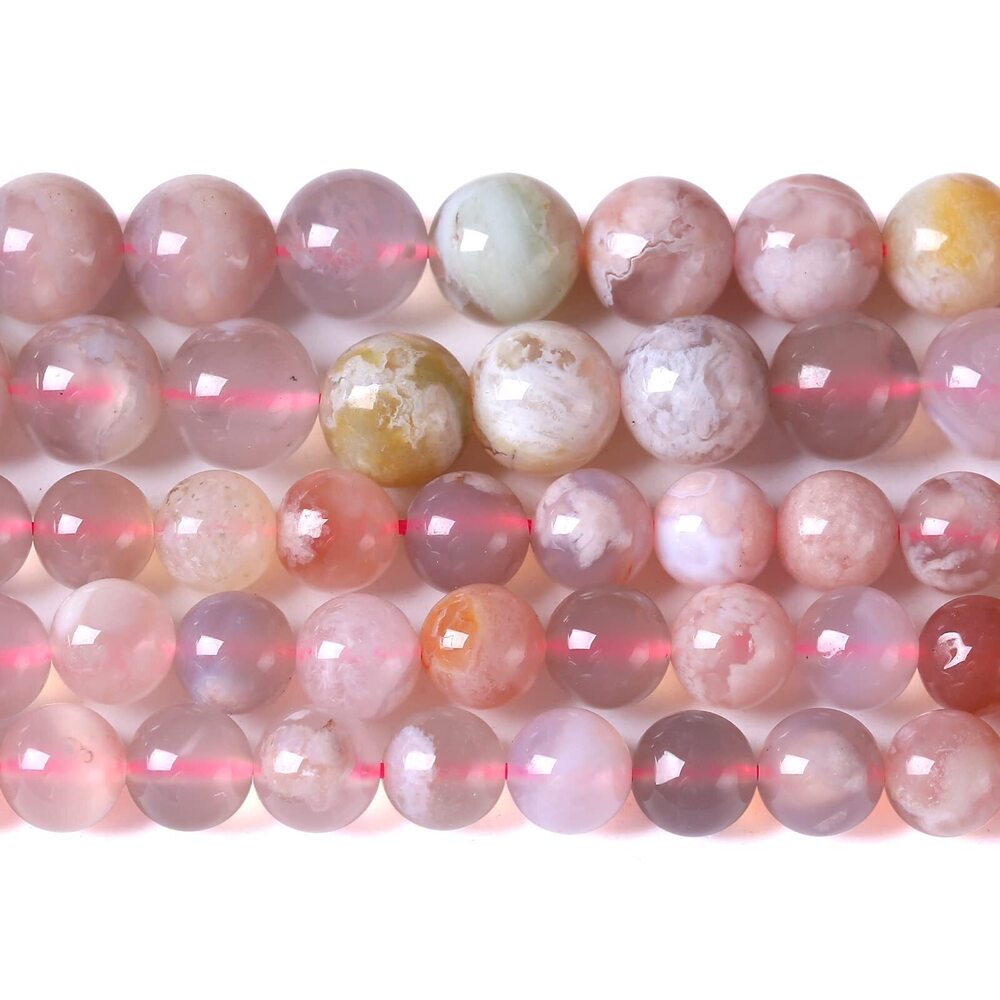 8053 8MM 45PCS Natural Sakura Agate Gemstone Crystal Beads for Jewelry